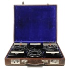 [00329] kleiner Przisions-Mekoffer, bestehend aus Voltmeter mit Vorwiderstand, Amperemeter mit Shunt und Wattmeter mit Vorschaltgert, Kabel; AEG; 1937.