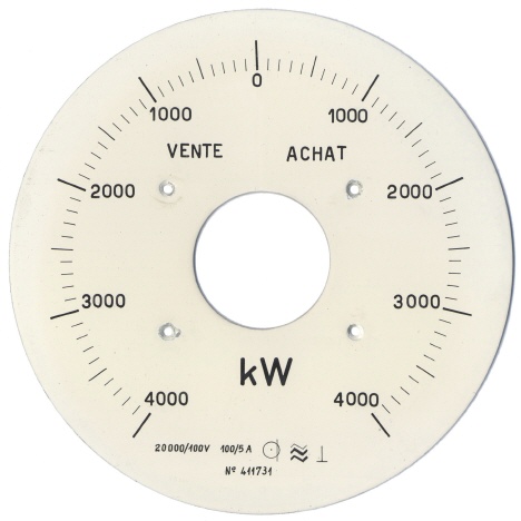 [00132] kW Anzeiger, Schalttafelinstrument - Abgabe / Aufnahme bis 4000 kW (Leistungs�berwachung Generator / Kraftwerk) mit Induktions-Me�werk; Volta, 1. H�lfte 20. Jh.